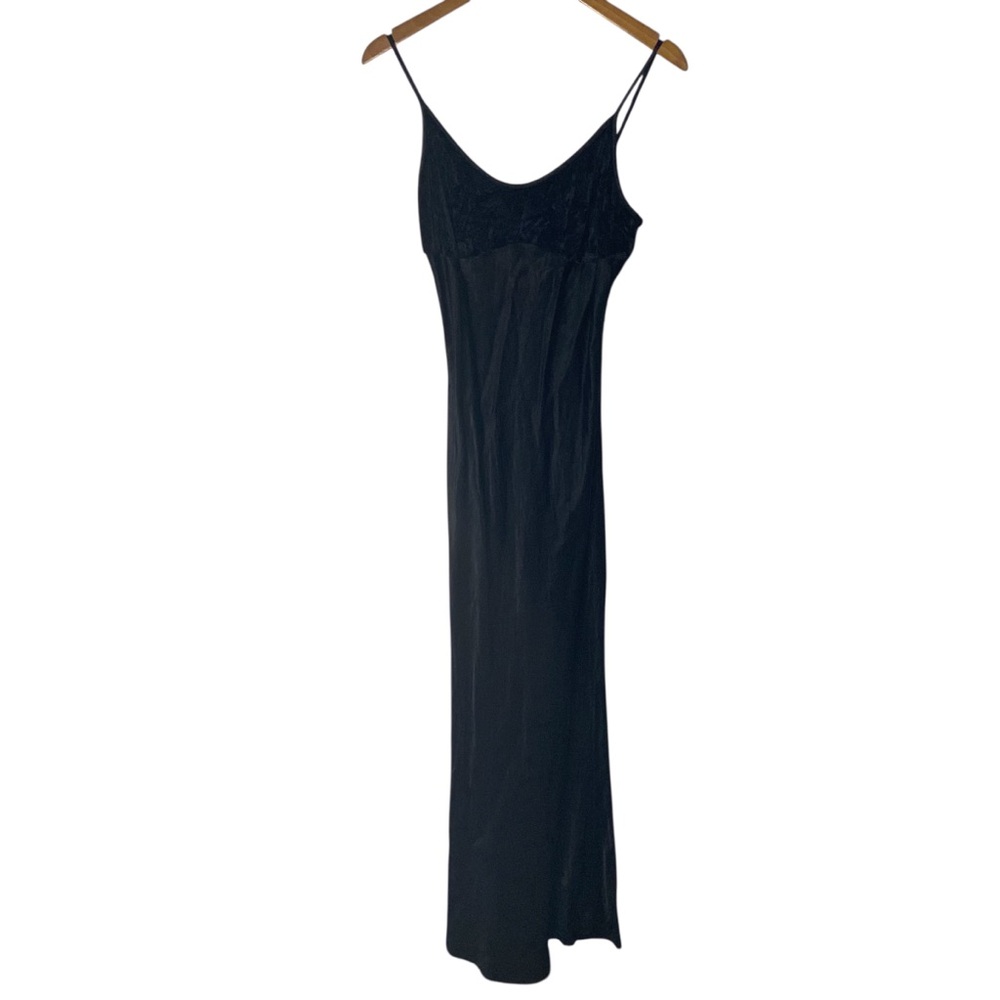 Lucky Brand Slip Dress Blue Satin Velvet Y2K Maxi 90s Grunge Whimsigoth Large